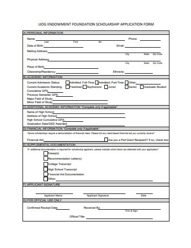 sample foundation scholarship application form example