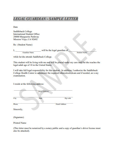 sample legal guardianship letter