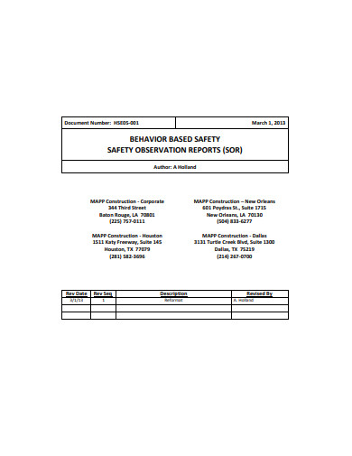 Safety Observation - 12+ Examples, Format, Pdf | Examples