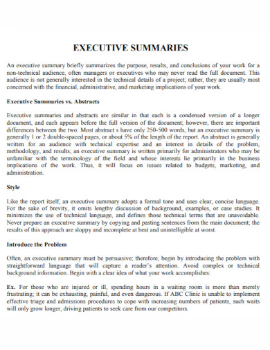 samples executive summary