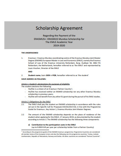 scholarship agreement format