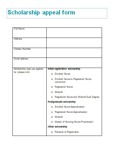 scholarship appeal form in doc