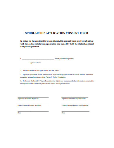 scholarship application consent form