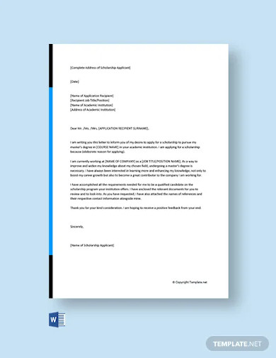 Scholarship Letter - 20+ Examples, Format, Sample | Examples