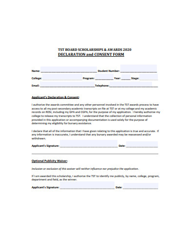 Scholarship Consent Form - 8+ Examples, Format, Sample | Examples