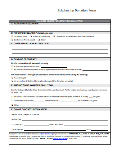 scholarship donation form example