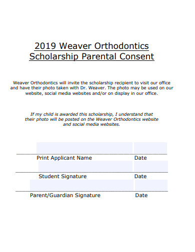 scholarship parental consent form