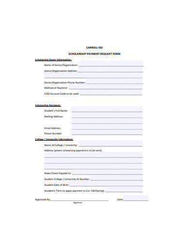scholarship payment request form sample