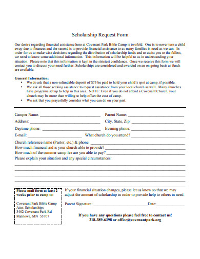 scholarship request form