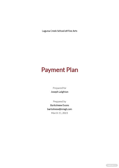 Simple Payment Plan Template