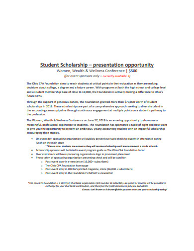 student scholarship presentation