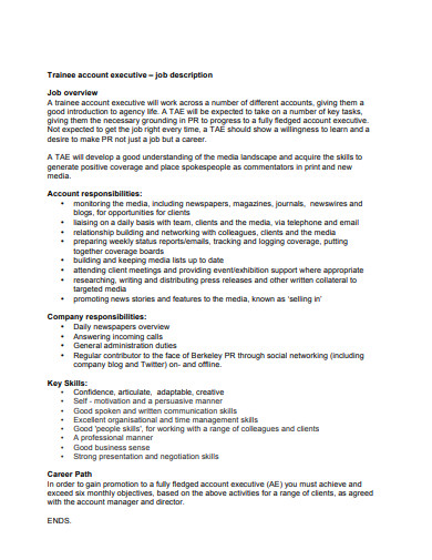 trainee account executive job description