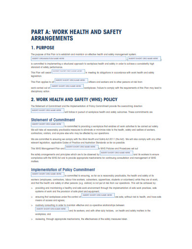 work health and safety management plan