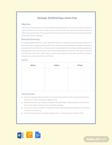 30 60 90 days action plan strategy