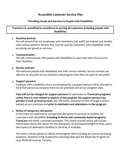 Customer Service Plan 14 Examples Format Word Google Docs Apple 