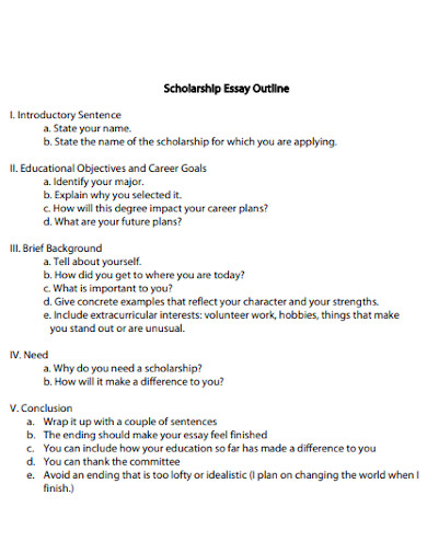 general scholarship essay outline