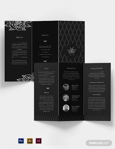 blank funeral service tri fold brochure template
