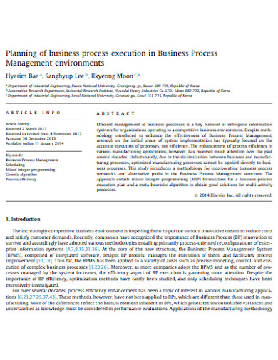 Business Process Execution Plan