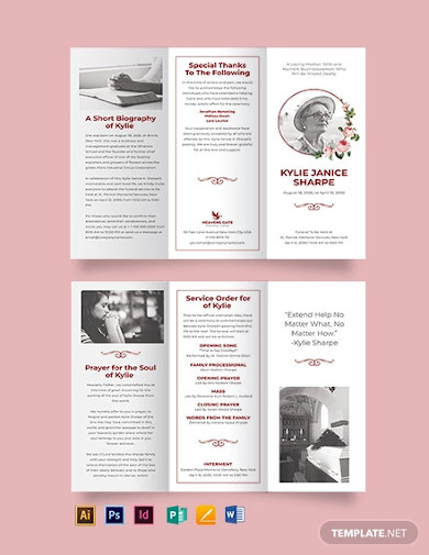 church eulogy funeral tri fold brochure template