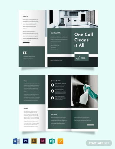 cleaning services company tri fold brochure template