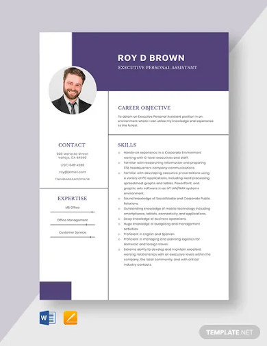 Executive Personal Assistant Resume Template
