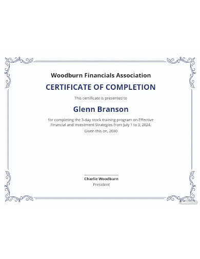 Financial Corporation Stock Certificate Template