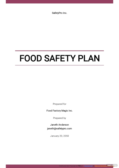 food safety plan template