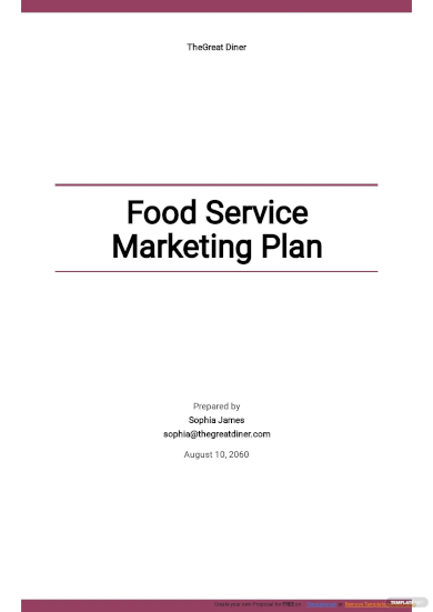 food service marketing plan template