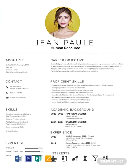 free hr fresher resume template