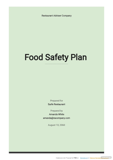 free simple food safety plan template