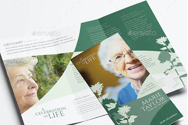 funeral service trifold brochure template