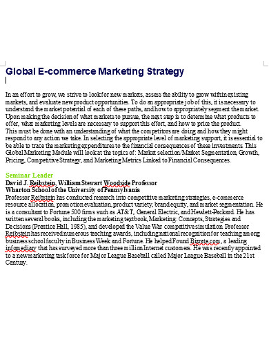 global e commerce marketing strategy