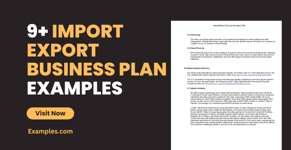 import export business plan examples
