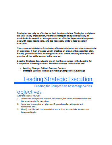 leading strategic execution plan