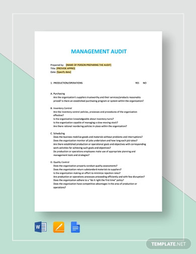 management audit checklist