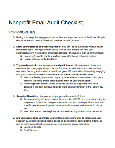 nonprofit email audit checklist