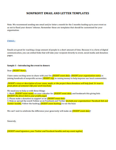 nonprofit email and letter template