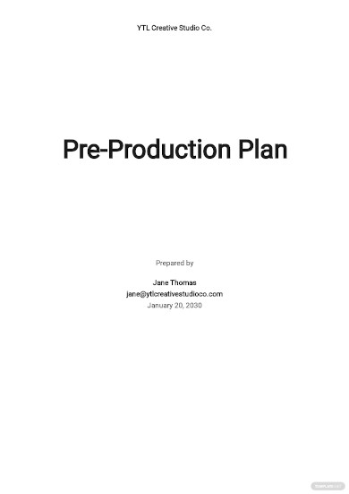 pre production plan template