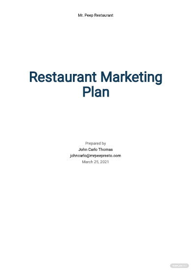 Restaurant Marketing Planning Calendar Template