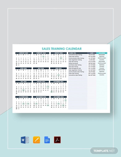 Training Calendar Examples