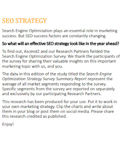 sample seo marketing strategy