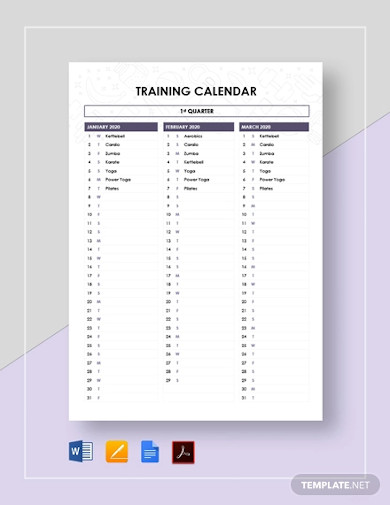 sample training calendar