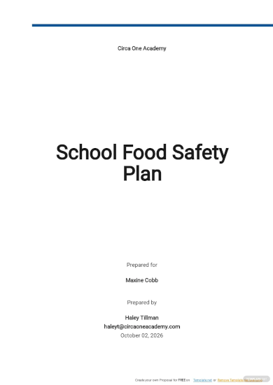 school food safety plan template