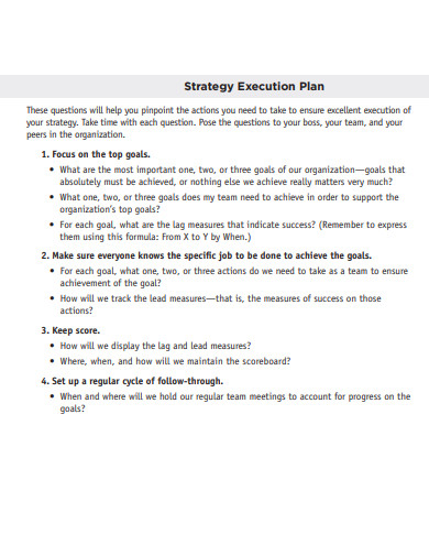 simple strategy execution plan