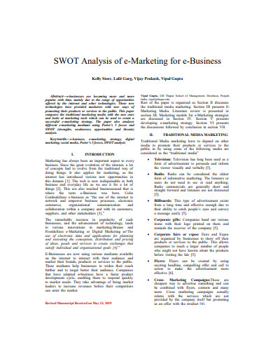 swot analysis of e marketing plan