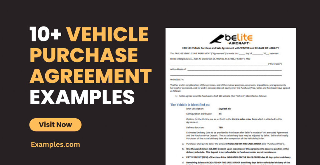 Vehicle Purchase Agreement Examples