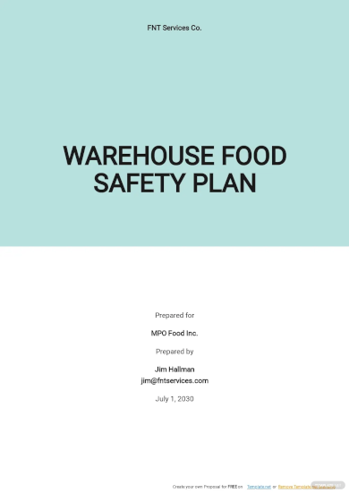 warehouse food safety plan template