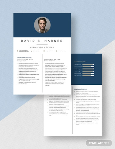 assimilation pastor resume template