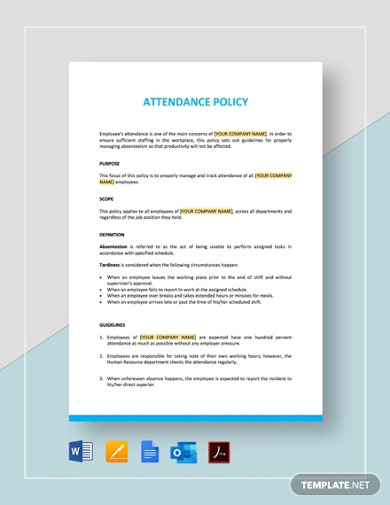 attendance policy template