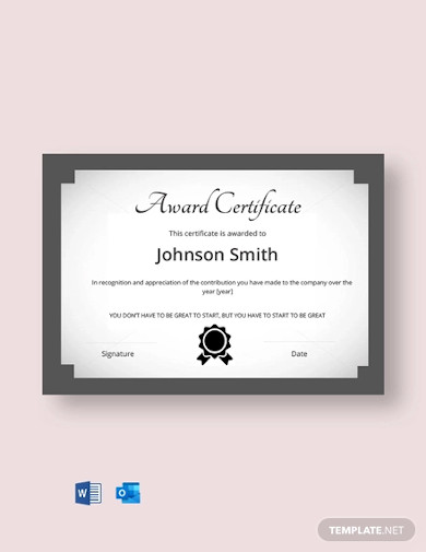 award certificate